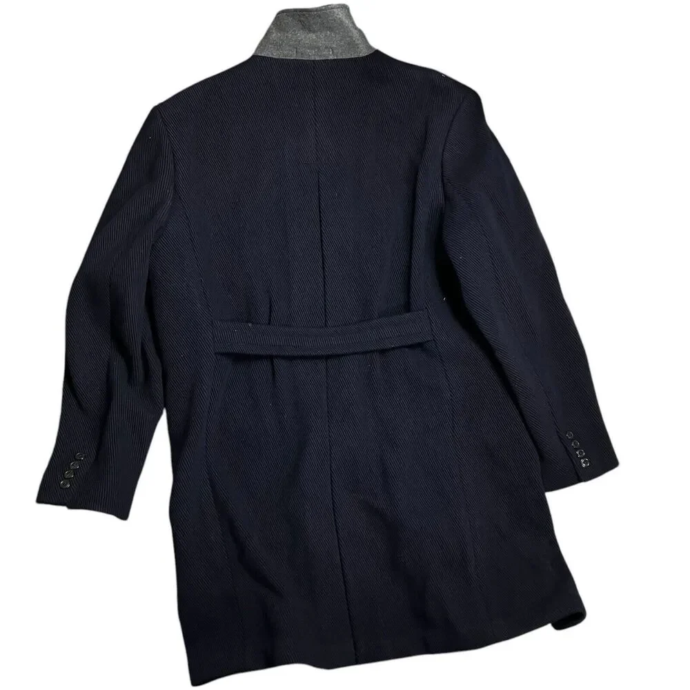 J Crew Coat Mens XXL Long Navy Wool Ludlow Topcoat‎ Heavyweight Peak Lapel BS472